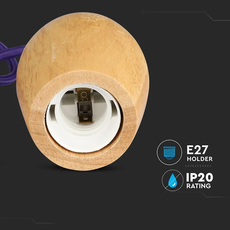 Pendul Tavan Soclu E27 Lemn - Violet