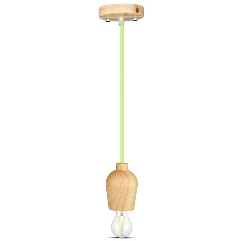 Pendul Tavan Soclu E27 Lemn - Verde