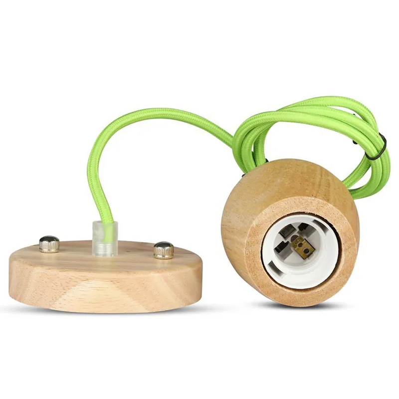 Pendul Tavan Soclu E27 Lemn - Verde