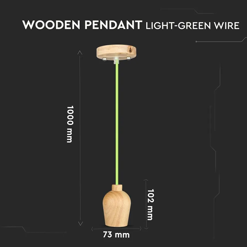 Pendul Tavan Soclu E27 Lemn - Verde