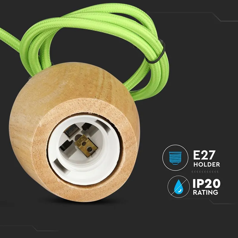 Pendul Tavan Soclu E27 Lemn - Verde