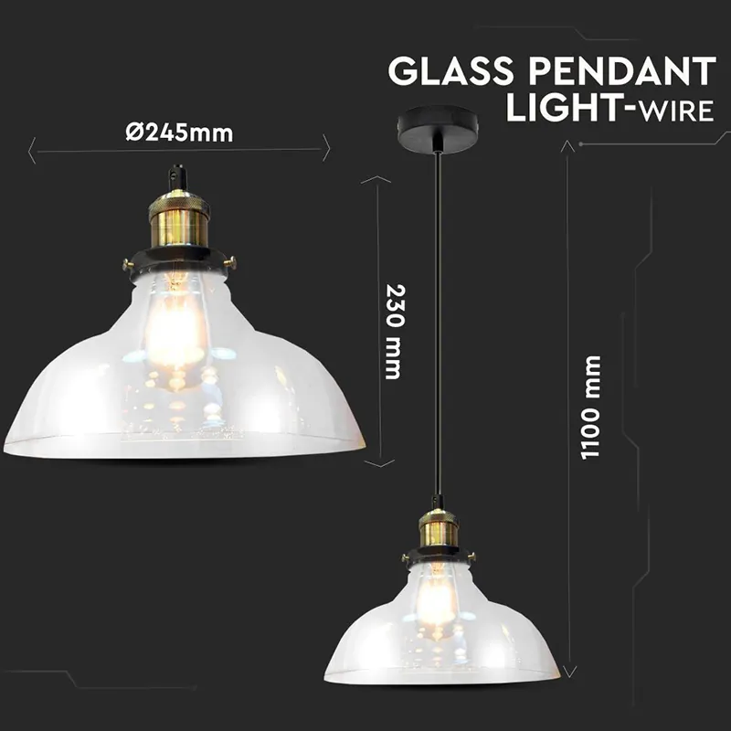 Pendul Tavan Soclu E27 24.5X23X110CM Sticla
