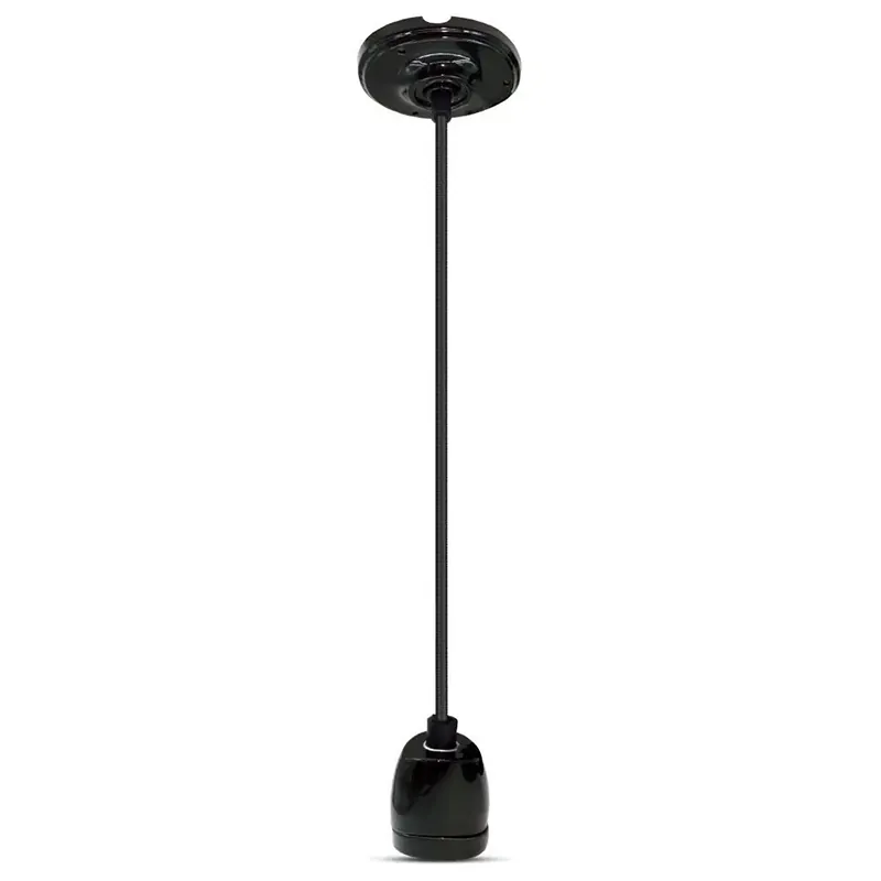 Pendul Tavan Portelan Soclu E27 - Negru