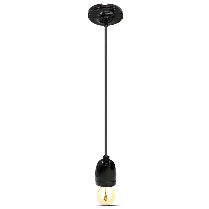 Pendul Tavan Portelan Soclu E27 - Negru