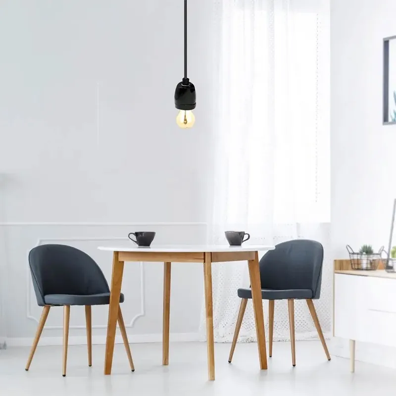 Pendul Tavan Portelan Soclu E27 - Negru
