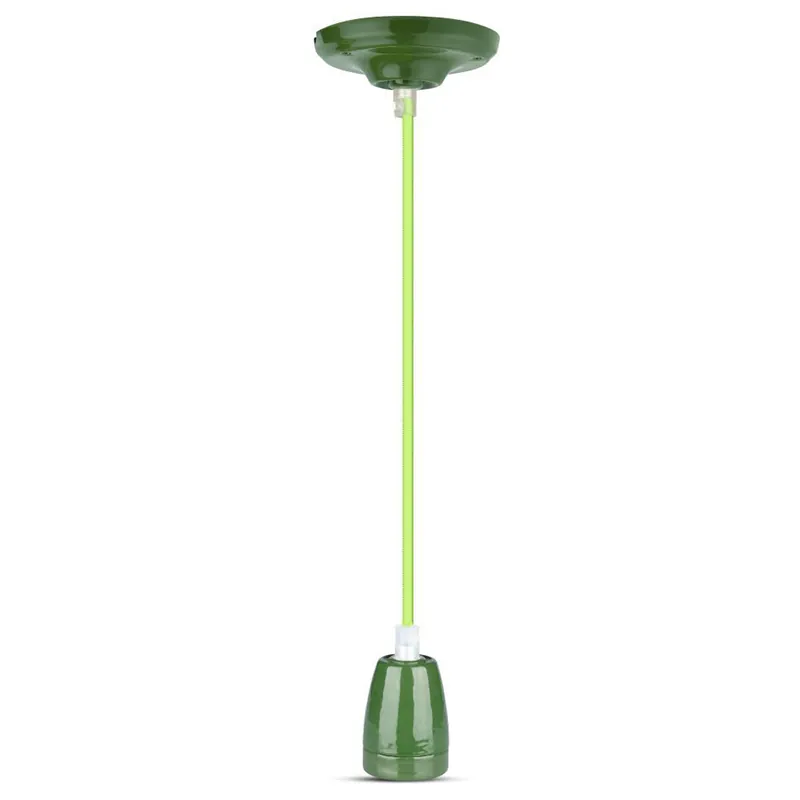 Pendul Tavan Portelan Soclu E27 - Verde