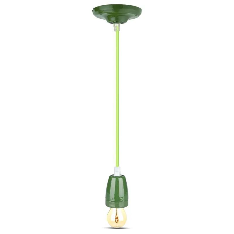 Pendul Tavan Portelan Soclu E27 - Verde
