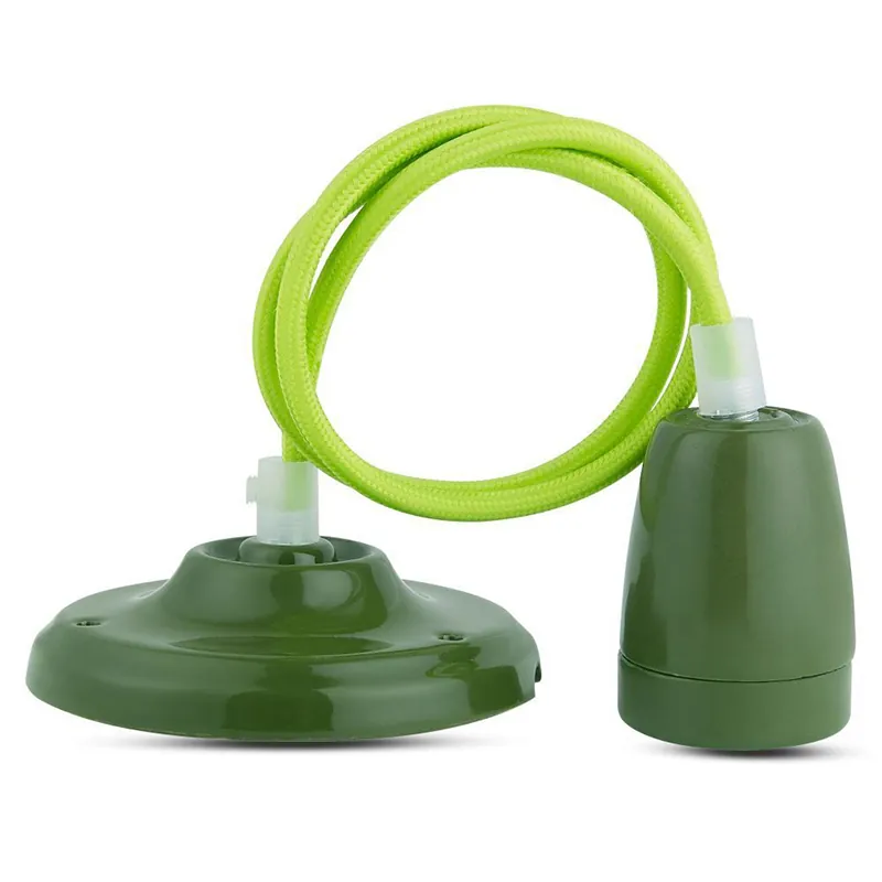 Pendul Tavan Portelan Soclu E27 - Verde
