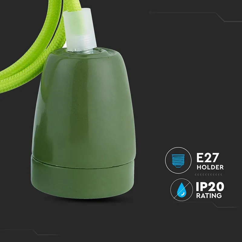 Pendul Tavan Portelan Soclu E27 - Verde