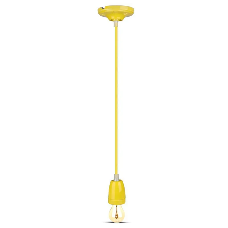 Pendul Tavan Portelan Soclu E27 - Galben