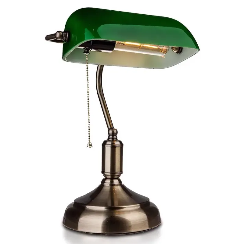 Lampa Birou Soclu E27 Corp Metal si Sticla - Verde
