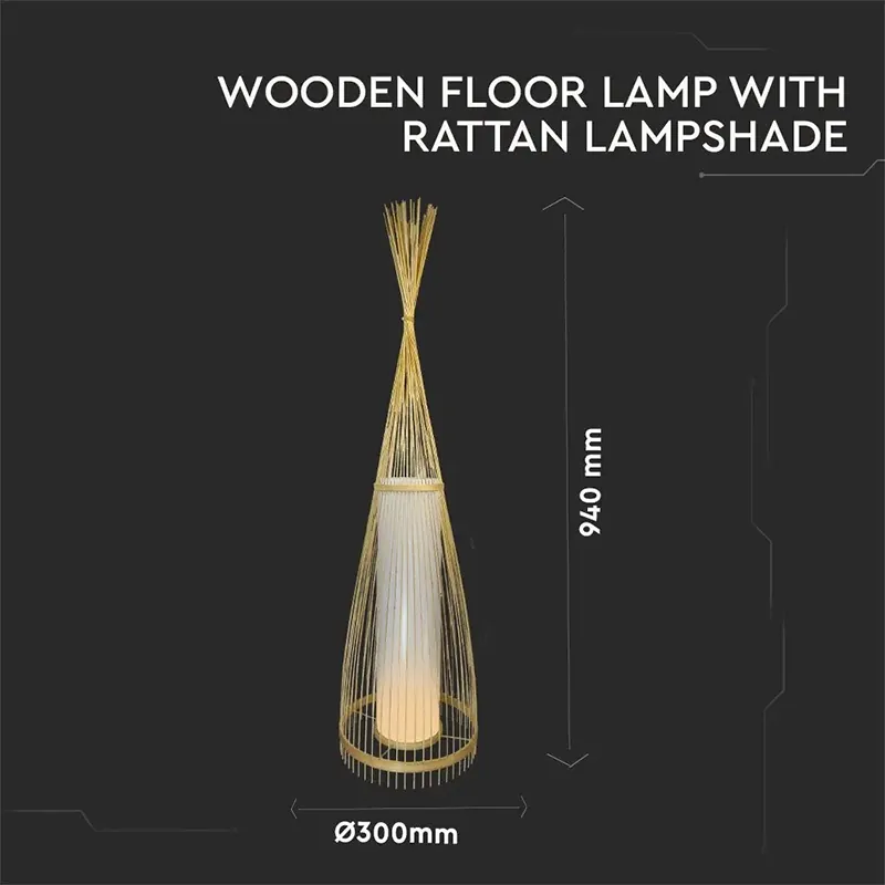Lampa Podea din Rattan Soclu E27 100CM