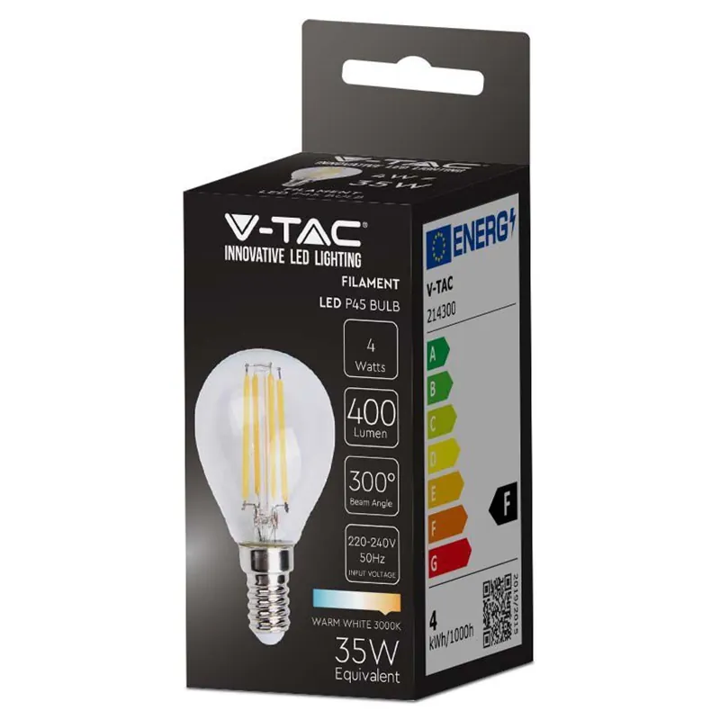 Bec E14 cu Filament LED 4W 3000K Alb Cald