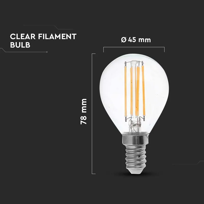 Bec E14 cu Filament LED 4W 3000K Alb Cald