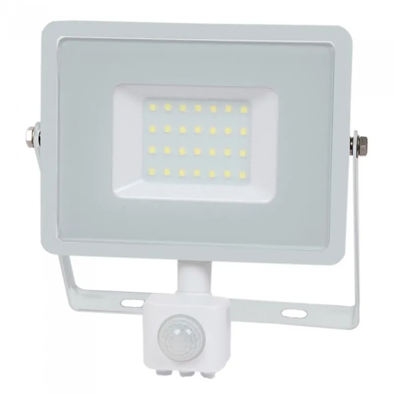 Reflector LED SMD 30W 6400K IP44 cu Senzor Miscare - Alb