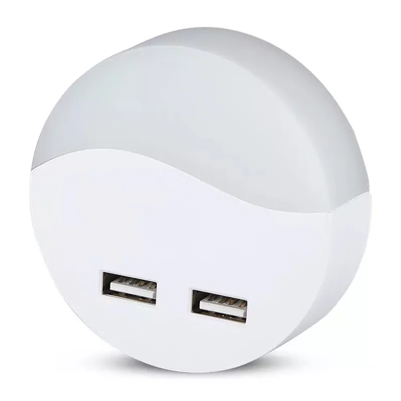 Lampa Veghe Rotunda cu Senzor Lumina 3000K Alb Cald + 2USB