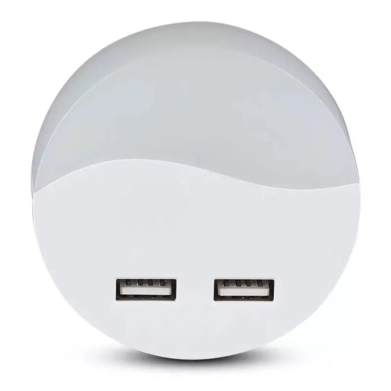 Lampa Veghe Rotunda cu Senzor Lumina 3000K Alb Cald + 2USB