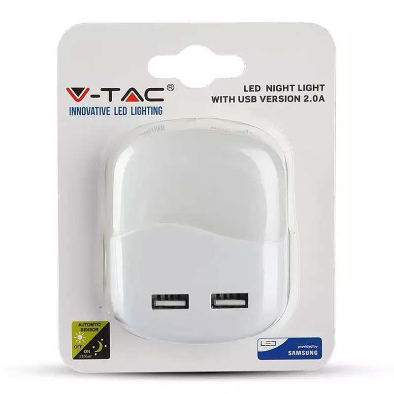 Lampa Veghe Patrata cu Senzor Lumina 4000K + 2 USB