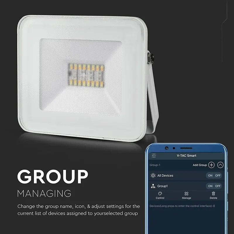 Reflector LED Smart RGB + Alb 20W  IP65 - Alb