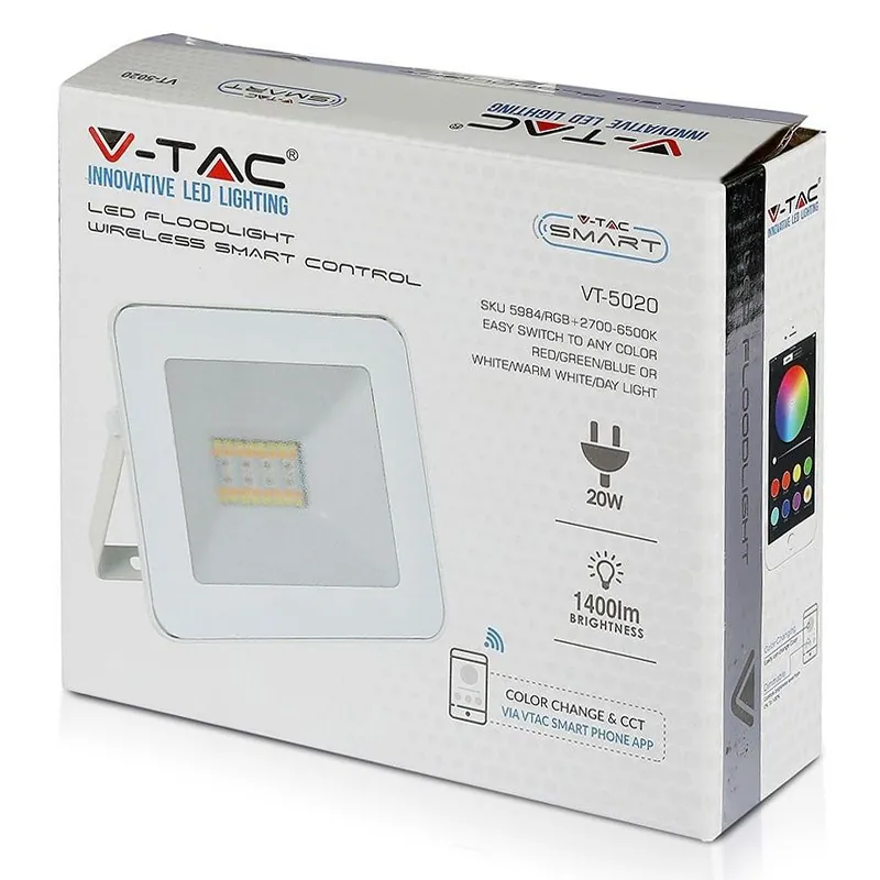 Reflector LED Smart RGB + Alb 20W  IP65 - Alb