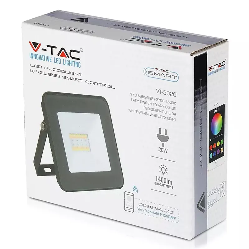 Reflector LED Smart RGB + Alb 20W  IP65 - Negru