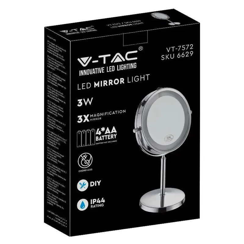 Oglinda Iluminata LED 3W pentru Make Up 6400K cu Baterii  4XAA