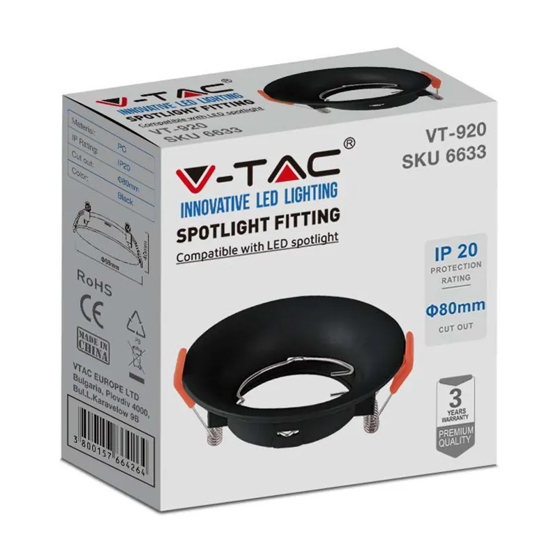 Corp Spot GU10 Rotund 88X40MM - Negru