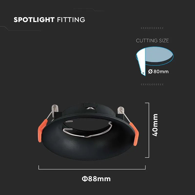 Corp Spot GU10 Rotund 88X40MM - Negru