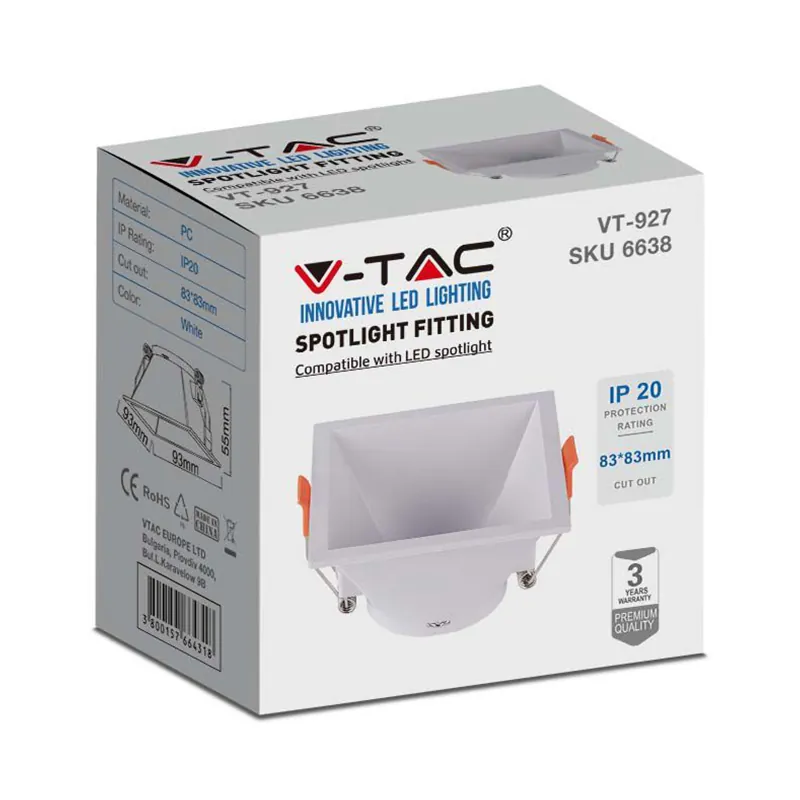 Corp Spot GU10 Patrat 93X93X55MM - Alb