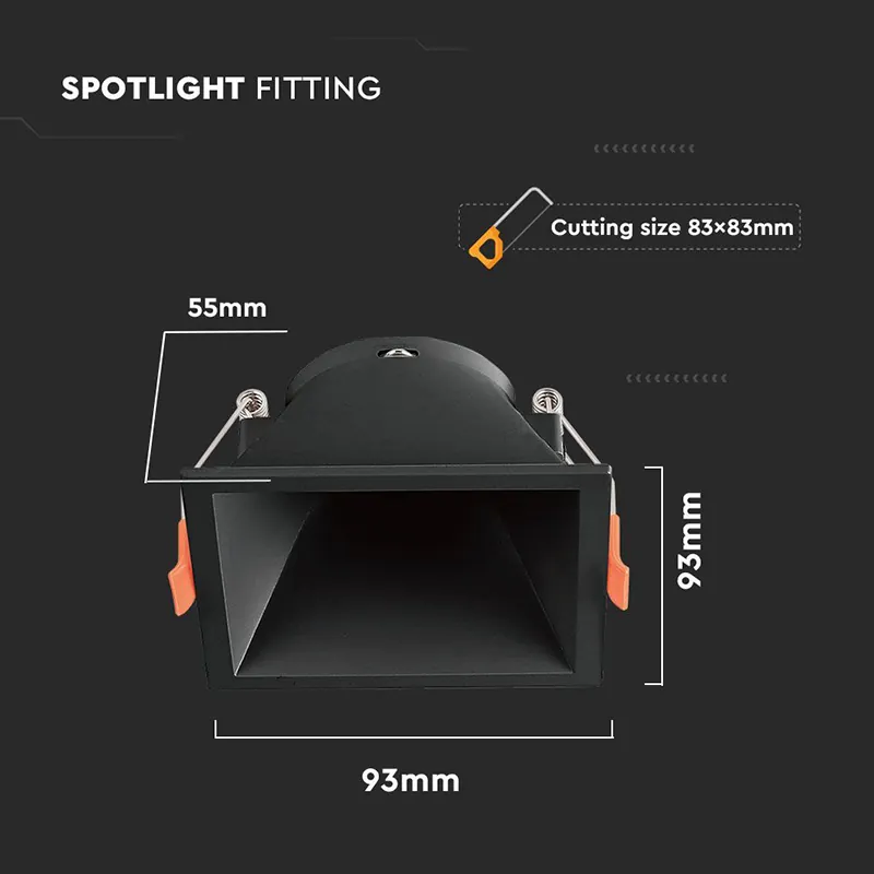 Corp Spot GU10 Patrat 93X93X55MM - Negru