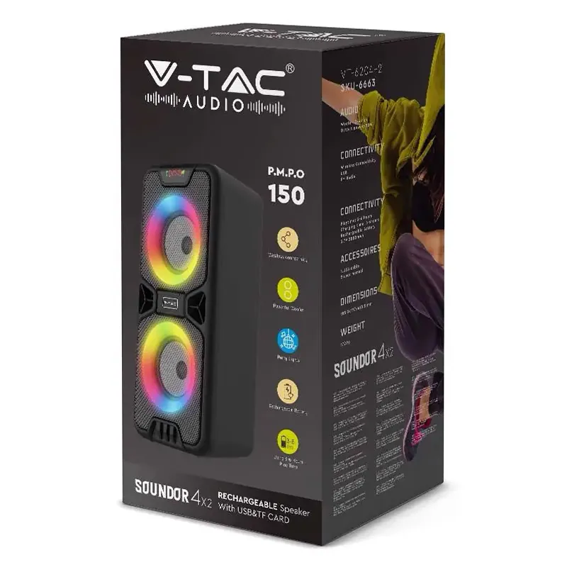 Boxa Portabila 2X4" 10W BT/Msd/USB