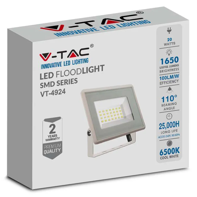 Reflector LED SMD 20W 6500K IP65 - Alb