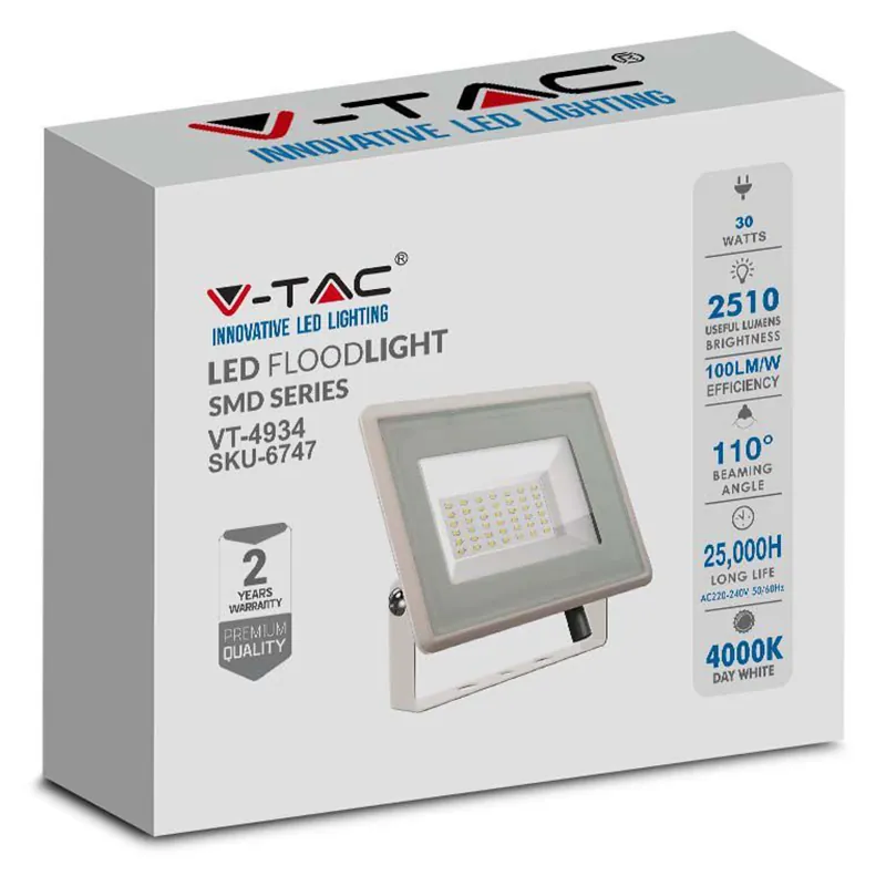 Reflector LED SMD 30W 4000K IP65 - Alb