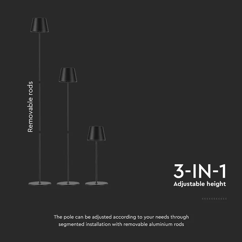 Lampadar 4W cu Acumulator IP54 3000K Alb Cald - Negru