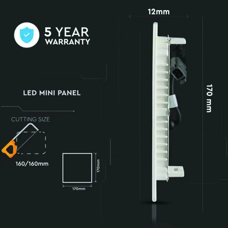 Panou LED Incorporabil Patrat 12W 4000K, Cip Samsung