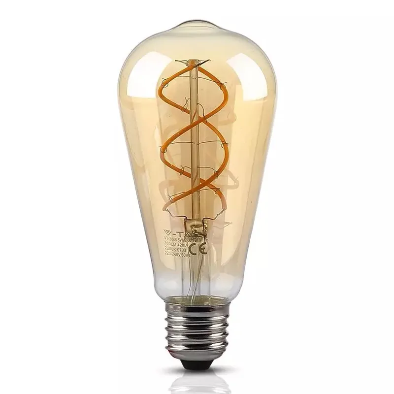 Bec LED ST64 E27 5W cu Filament 2200K Alb Cald Model Vintage