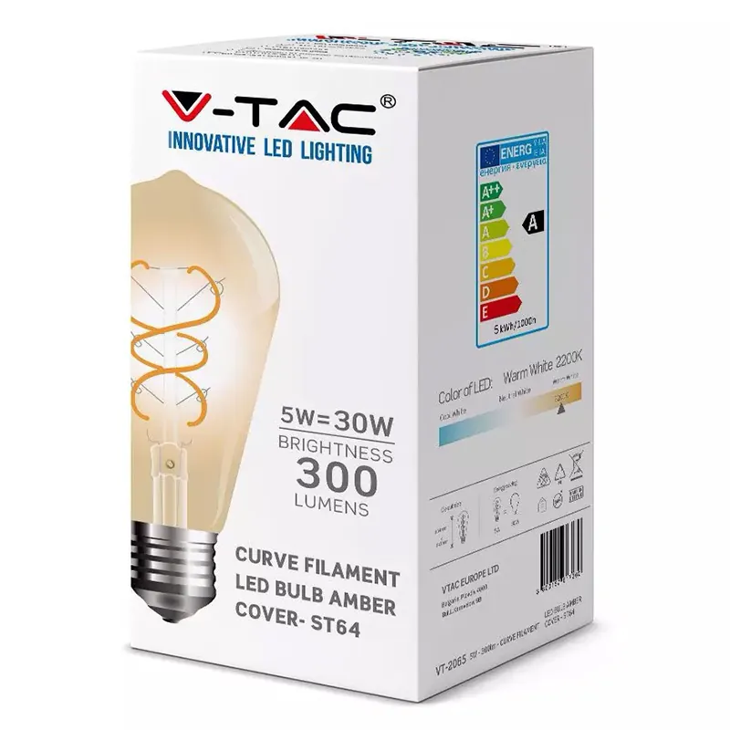 Bec LED ST64 E27 5W cu Filament 2200K Alb Cald Model Vintage