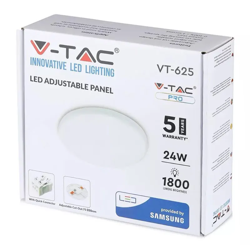 Panou LED Rotund Ajustabil 24W 6400K Alb Rece