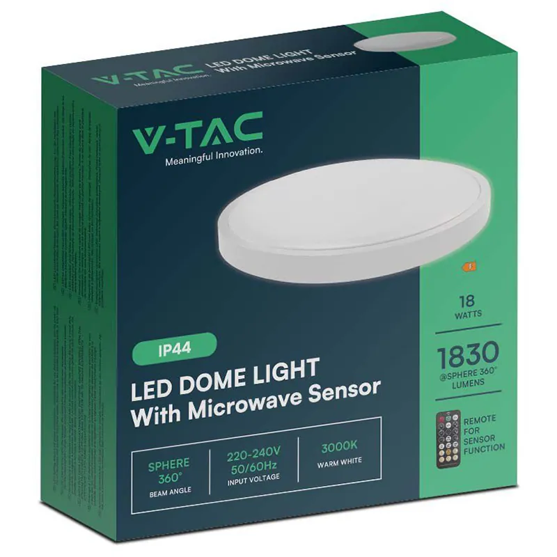 Plafoniera LED 18W IP44 cu Senzor 6500K Alb Rece - Alb