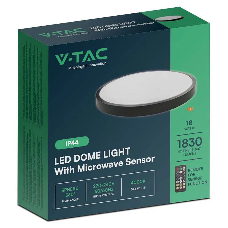 Plafoniera LED 18W IP44 cu Senzor 4000K Alb Neutru - Negru