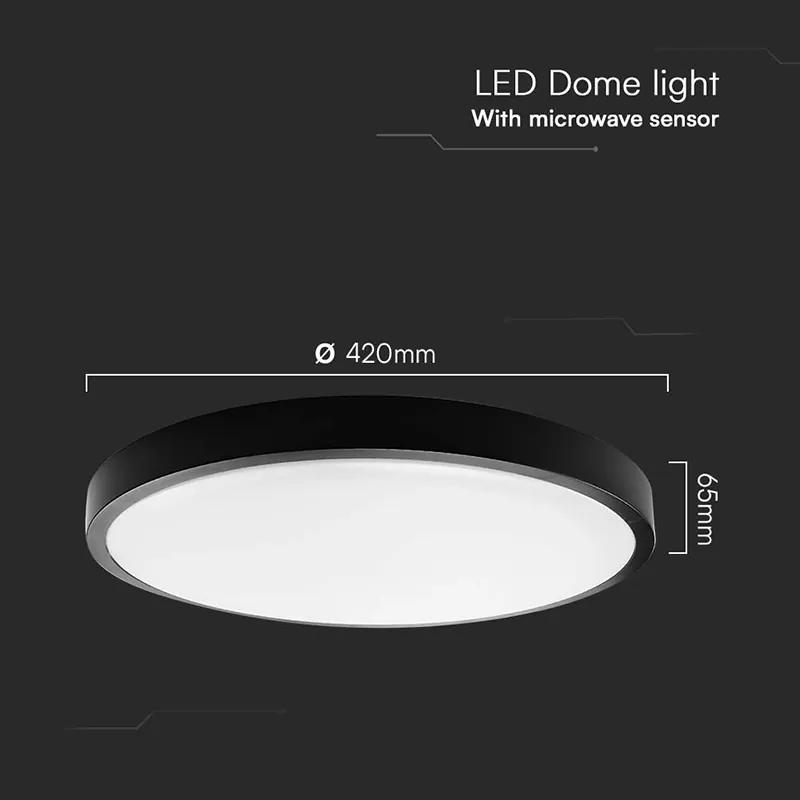 Plafoniera LED 30W IP44 cu Senzor 4000K Alb Neutru - Negru