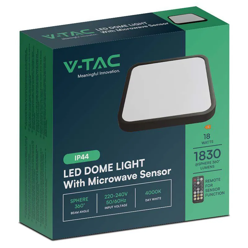 Plafoniera LED 18W IP44 cu Senzor 4000K Alb Neutru - Negru