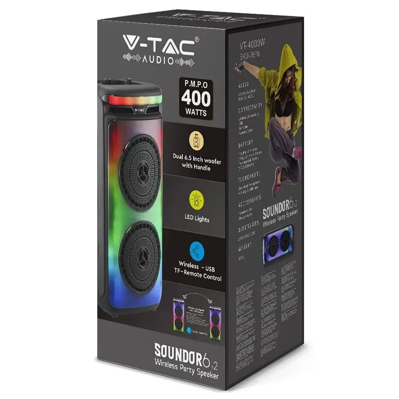 Boxa Portabila 2X6" 50W RMS BT/FM/AUX