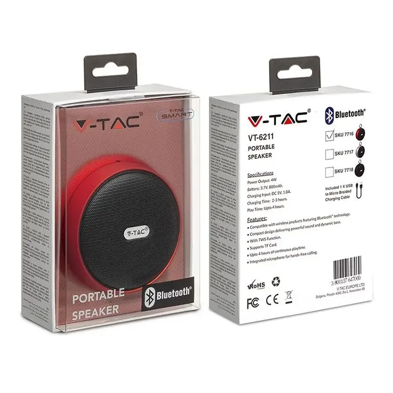 Mini Boxa Bluetooth Portabila 4W - Rosu