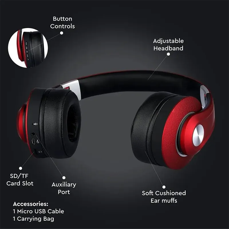 Casca Wireless Bluetooth/Msd - Rosu