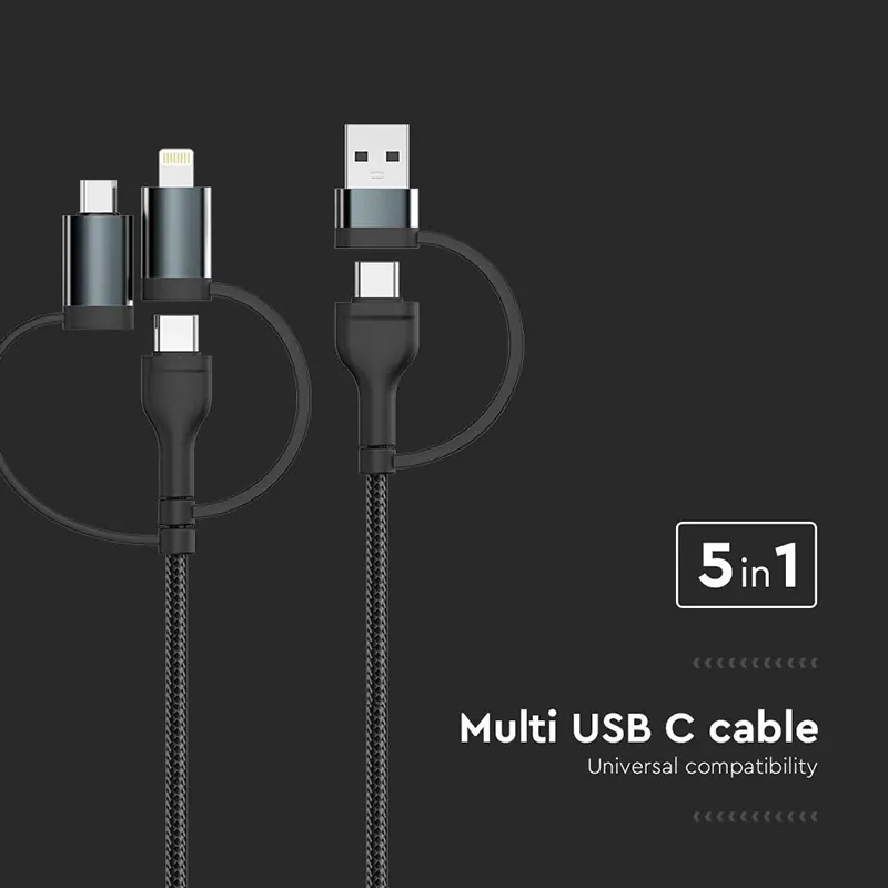 Cablu 5IN1 Tip C - Microusb - USB - Lightning 1.2M