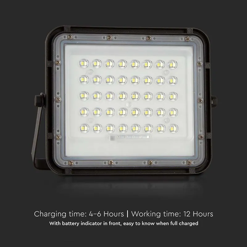 Reflector cu Incarcare Solara 6W 400LM 6400K - Negru