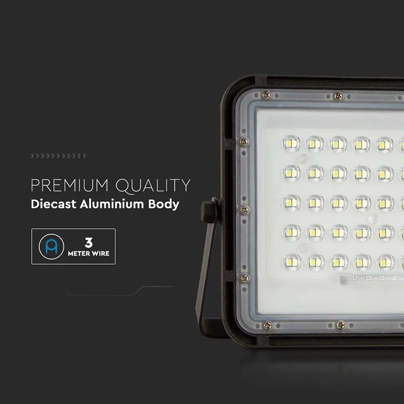 Reflector cu Incarcare Solara 6W 400LM 6400K - Negru
