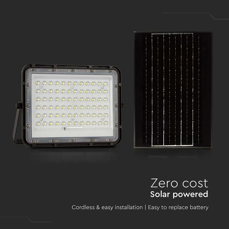 Reflector cu Incarcare Solara 15W 1200LM 6400K - Negru