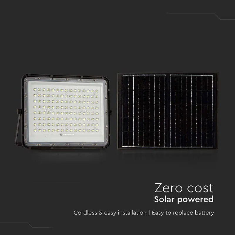 Reflector cu Incarcare Solara 20W 1800LM 6400K - Negru